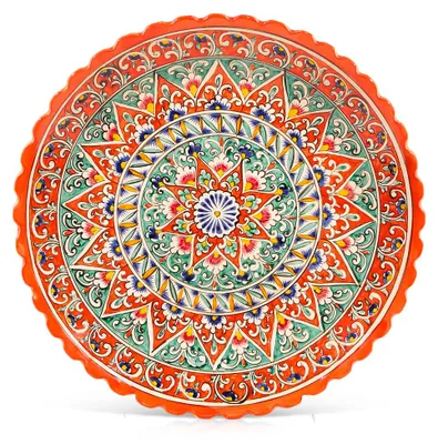 Produktbild von Servierplatte Lagan KaraKalam KR13 rot Ø 42 cm Pilawplatte Plowteller Keramik, Keramik, Handarbeit