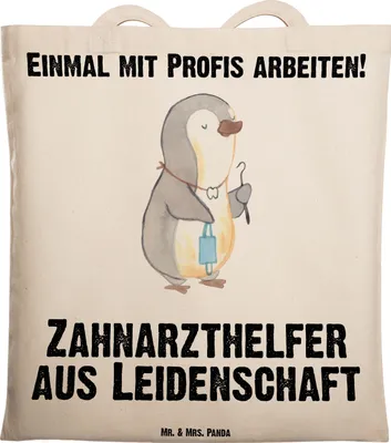Produktbild von Mr. & Mrs. Panda Shopping Tasche Zahnarzthelfer Leidenschaft - Transparent - Geschenk, Tote Bag, Uni, Büchertasche, Laptoptasche