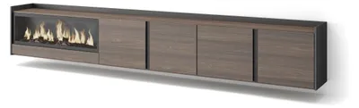 Produktbild von TV-Möbel Holzeffekt eiche schwarz 315x35x50cm Kamin mit Feuereffekt