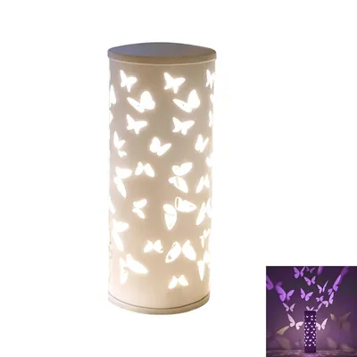 Produktbild von USB Nachtlicht mit Schmetterlingsprojektion, Tischlampe Dekoration, LED RGB Farbwechsel Bettlicht mit Fernbedienung