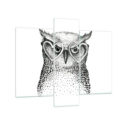 Produktbild von Bilder auf glas - Mode Design Eule Aquarell - 95x80cm - Glasbilder - Wandbilder - Kunstdruck - zum Aufhängen bereit - Wanddekoration aus Glas - Glas Bilder - Wandbild auf Glas - GCB95x80-3124
