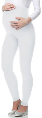 Image de Be Mammy Leggings de grossesse longs en viscose BE-02 (Blanc, L)