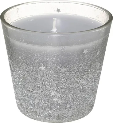 Produktbild von Kerze windlicht glitter silber 190 g im glas - Feeric Lights & Christmas
