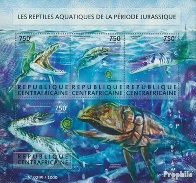Produktbild von Briefmarken Zentralafrikanische Republik 2015 Mi 5580-5583 Kleinbogen (kompl. Ausgabe) postfrisch Prähistorische Wassertiere