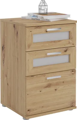 Produktbild von Nachttisch für Boxspringbetten Nachtschrank Nachtkommode MARIKE in Asteiche, mit 3 Schubladen
