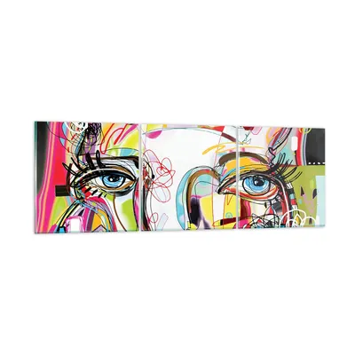 Produktbild von Bilder auf glas - Abstraktion modern - 90x30cm - Glasbilder - Wandbilder - Kunstdruck - zum Aufhängen bereit - Wanddekoration aus Glas - Glas Bilder - Wandbild auf Glas - 3 Teile - GCA90x30-4011