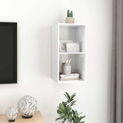 vidaXL TV nástenná skrinka s vysokým leskom biela 37x37x72 cm Drevo Materiál