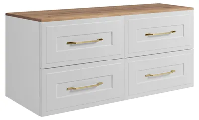 Produktbild von Badezimmer-Unterschrank-Set, Weiß / Eiche Craft, 160 (2 x 80) x 46 x 58 cm, 3 Grifffarben zur Auswahl