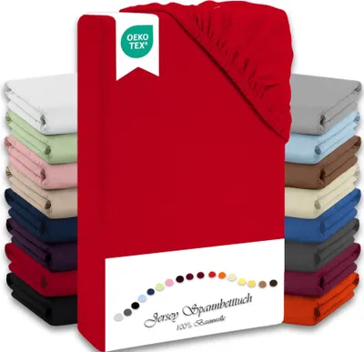 Produktbild von Jersey Spannbettlaken 90-100x190-200cm Rot