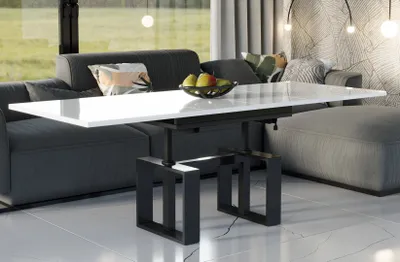 Produktbild von Endo-Möbel Couchtisch Empoli 110 bis 170 cm Wohnzimmertisch Synchronauszug (Weiß Hochglanz)