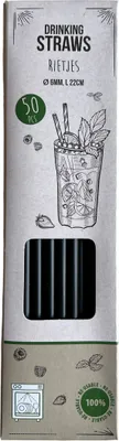 Produktbild von Wiederverwendbare schwarze Strohhalme aus Polypropylen, 50er-Pack