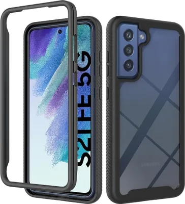 Produktbild von Galaxy S21 FE 5G Hülle, Hybrid Transparente Rückseite Robust TPU Bumper Rutschfest Stoßfest Ganzkörper Schutzhülle für Samsung Galaxy S21 FE 5G Schwarz