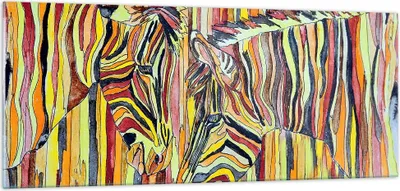 Produktbild von Bilder auf glas - Zebra Abstraktion - 100x40cm - Glasbilder - Wandbilder - Kunstdruck - zum Aufhängen bereit - Wanddekoration aus Glas - Glas Bilder - Wandbild auf Glas - Einteilig - GAB100x40-3499