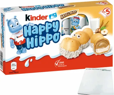 Produktbild von Ferrero Kinder Happy Hippo Haselnuss (5 Riegel) + usy Block