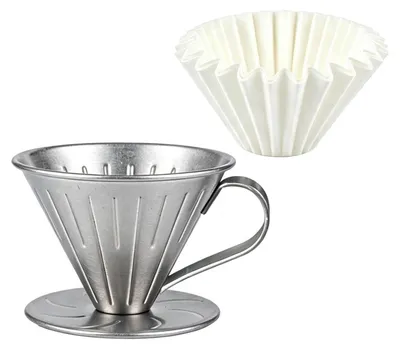 Pour-Over Kaffeedripper 304 Edelstahl, 50 Filter, 3 Tassen