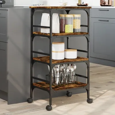 Produktbild von Küchenwagen Räuchereiche 45x35x89,5 cm Holzwerkstoff - Servierwagen 842328