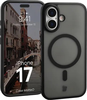 Produktbild von Handyhülle mit Magnetring für iPhone 17, Bizon Case MatteO, Getönt-Schwarz