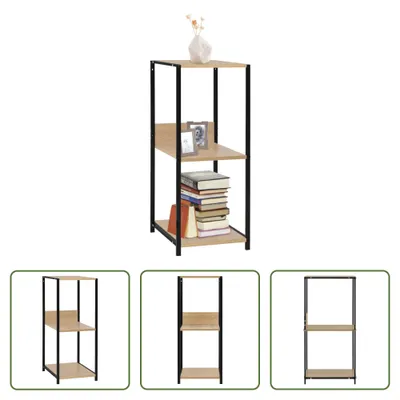 Produktbild von The Living Store Kleines Bücherregal Schwarz Eichefarben 33,5x39,6x79,7cm