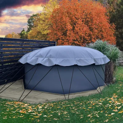 Produktbild von Aufblasbare Pool Abdeckplane für Pool rund 3,20 m grau AirCover Luftkissen Abdeckung