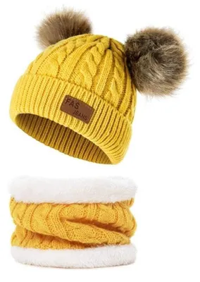 Productafbeelding van Gebreide Kinderhoed met Sjaal voor Winter, Warm en Comfortabel