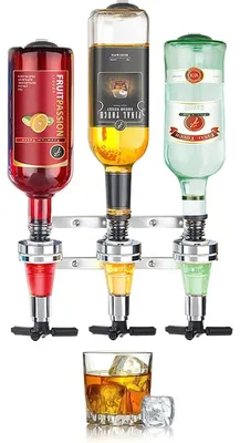 Productafbeelding van Wandflessenhouder, doseerder, baraccessoire, dispenser voor sterke drank, geschikt voor 3 flessen