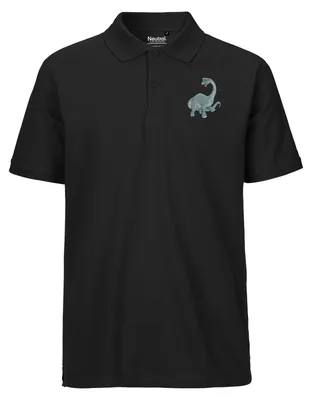 Produktbild von Huuraa Herren Polo Shirt Brachiosaurus Dinosaurier 3XL Black Bio Baumwolle Fairtrade Poloshirt Geschenkidee