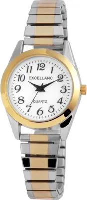 Produktbild von Analog Damenuhr Armbanduhr Metallzugband bicolor Quartzwerk