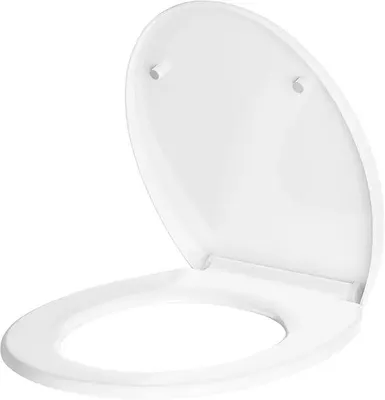 Immagine prodotto di Sedile WC ovale a forma di O - Sedile WC in polipropilene a doppio rinforzo - Chiusura rapida - Facile da pulire - Resistente - Bianco