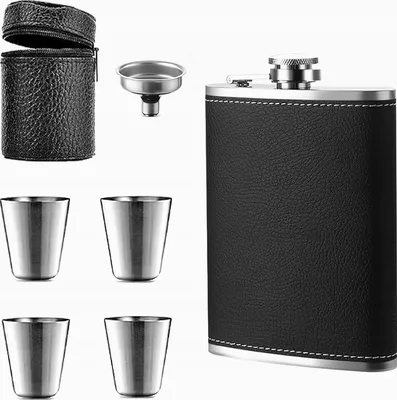 Produktbild von Edelstahl Flachmann Set 227ml mit Gläsern und Trichter