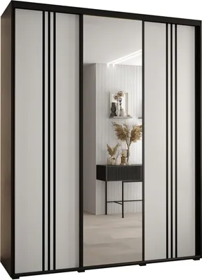 Produktbild von MEBLE KRYSPOL Davos 7 Schrank, drei Türen - 235,2x190x60 cm - Schwarz Weiß Schwarz