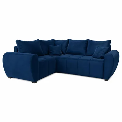 Produktbild von Ecksofa MOKA L linke Seite mit Schlaffunktion L-Form, Sofa mit Bettkasten, Wohnzimmersofa, Couch, Bettsofa, Couchgarnitur – Blau Kronos 09