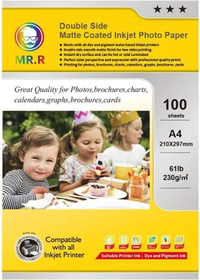 Produktbild von Fotopapier A4 matt beschichtet, 230 g/m², 100 Blatt, doppelseitig bedruckbar, für Tintenstrahldrucker