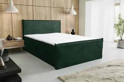 Produktbild von VENASI VANESSA Boxspringbett 180x200 mit 2 Bettkasten H2/H3 Matratze  GRÜN CORD Lincoln 39