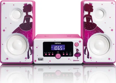 Produktbild von Lenco MC-020 Princess - Mikro-Stereoanlage mit FM-Radio, Bluetooth®, USB und AUX-Eingang - Prinzessin