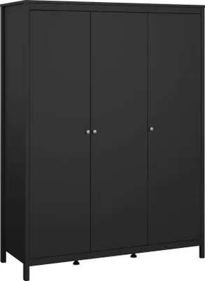 Image de Conti - Armoire 3 portes, 150x58 cm noir, penderie
