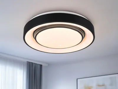 Produktbild von LED-Deckenleuchte - Schwarz-Weiß - Metall - Ø 38 cm - dimmbar