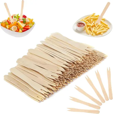 Productafbeelding van Houten vorken, biologisch afbreekbaar, 200 stuks, 85 mm, voor picknick