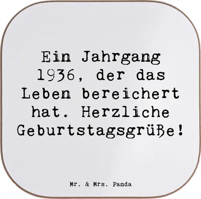 Produktbild von Mr. & Mrs. Panda Untersetzer Tasse Spruch 1936 Geburtstag - Weiß - Geschenk, Weisheit und Erfahrung, Geburtstagsgeschenk, Jubiläum, Alter, gläseruntersetzer, Geburtsjahr