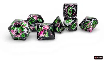 Produktbild von Chessex Würfelset Polyhedral Paintball Grün 7 Stück