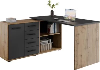 Obrázek produktu pro Rohový psací stůl NEJBY GIANNI, levý, dub wotan/antracit