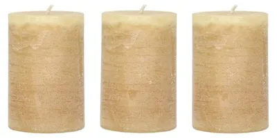 Productafbeelding van Pomax Kaarsen Set van 3, kaarsen van paraffine, honinggeel, diameter 5 cm, hoogte 7,5 cm