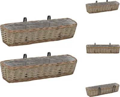 Produktbild von vidaXL Balkon-Blumenkasten 2 Stk. Weide mit PE-Auskleidung 80 cm -  Blumentöpfe & Pflanzgefäße
