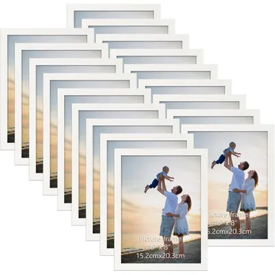 Productafbeelding van Fotolijst 15x20 cm, set van 18 stuks, wit, geschikt voor wandmontage en tafeldecoratie