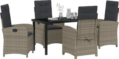 Image de Ensemble de salle à manger pour jardin 5 pcs Gris polyrotin