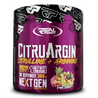 Image de Real Pharm CitruArgin – Citrulline + AAKG – 300 g, saveur citron