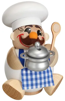 Produktbild von Koch - Kugelräucherfigur (12cm) Räuchermann von Seiffener Volkskunst