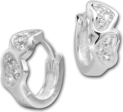 Produktbild von SilberDream Creolen 13mm 925er Silber weiß Zirkonia Herzen Ohrringe SDO4263W