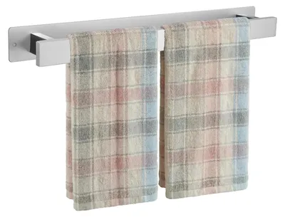 Immagine prodotto di Portasciugamani in acciaio inossidabile, 40 cm, finitura nichel satinato, adesivo/fissabile con viti, resistente alla ruggine