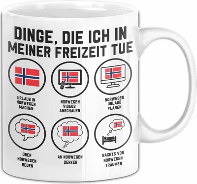 Produktbild von Dinge Die Ich In Meiner Freizeit Mache Norwegen Tasse Geschenk Norwegen-Liebhaber Geschenkidee Urlaub (Weiß)