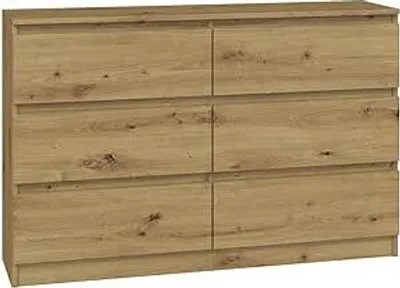 Produktbild von CDF Kommode Malwa M6 120| Farbe: Eiche Artisan | Schrank für Dokumente, Kleinigkeiten | Ideal für Wohnzimmer, Schlafzimmer, Kinderzimmer, Jugendzimmer und Büro | 6 geräumige Schubladen